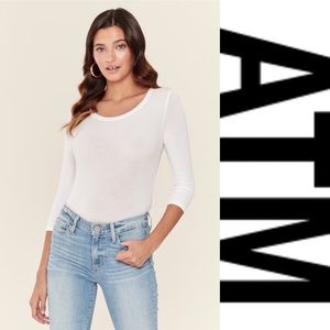 NWT ATM Anthony Thomas Melillo Micromodal Ribbed Jackie Ballet Tee White Large